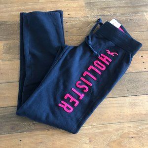 Hollister Black Straight-Leg Branded Sweatpants